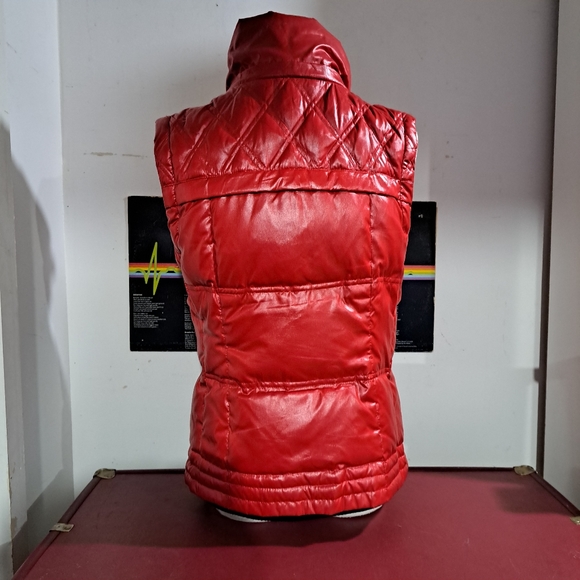 🌈ONLY RED MOTO PUFFER COAT/VEST -XS - Picture 7 of 12